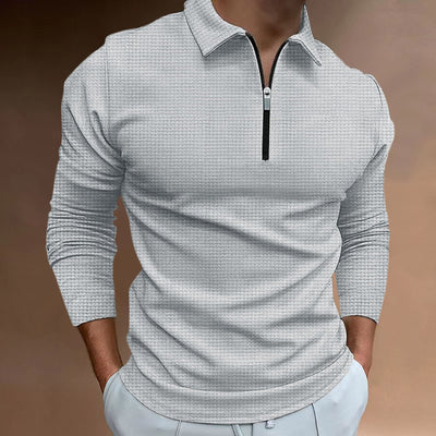 Armando - Herren T-Shirt mit modernem Reißverschluss und langen Ärmeln