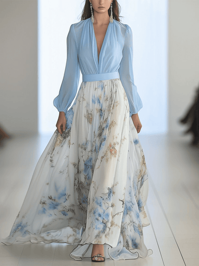 Tess | Langes Kleid mit Blumenprint