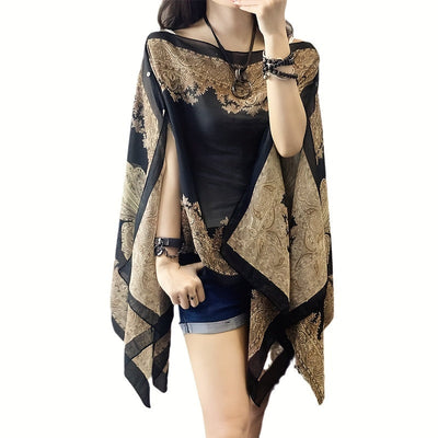 Zahara | Boho Chiffon Strandwickel mit Blumenmuster