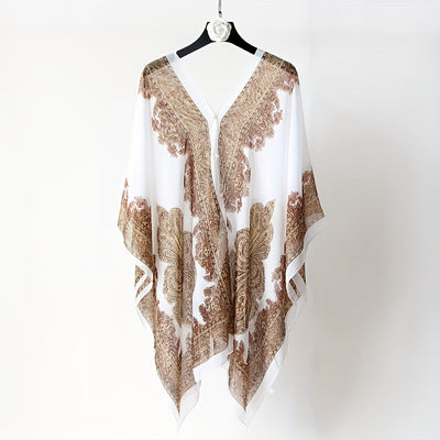 Zahara | Boho Chiffon Strandwickel mit Blumenmuster