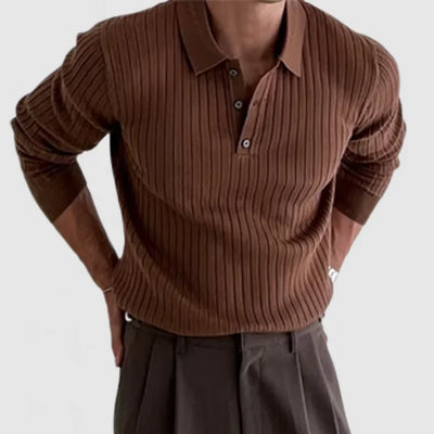 Adam - Herren Poloshirt mit langen Ärmeln und Nackenstütze