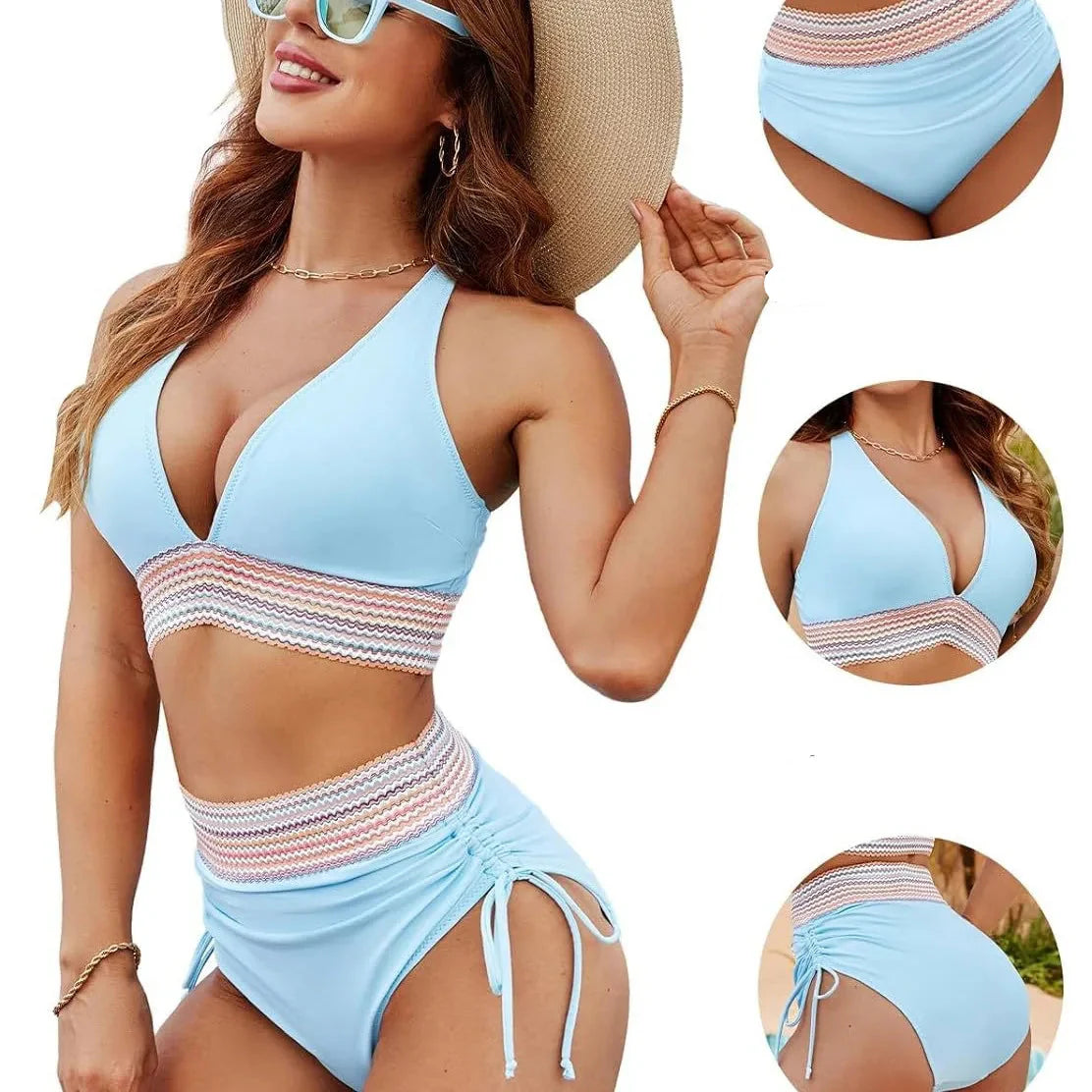 Seloura | Damen Bikini Set mit Hoher Taille und Schlitz