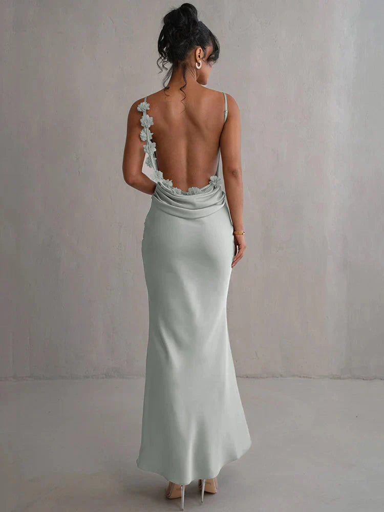 Cassiane | Blumiges Satinkleid
