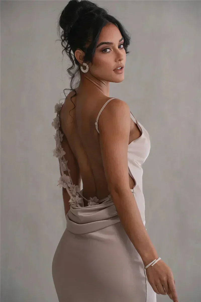 Cassiane | Blumiges Satinkleid