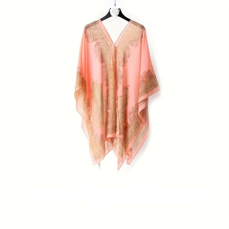 Zahara | Boho Chiffon Strandwickel mit Blumenmuster