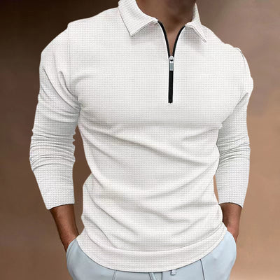 Armando - Herren T-Shirt mit modernem Reißverschluss und langen Ärmeln