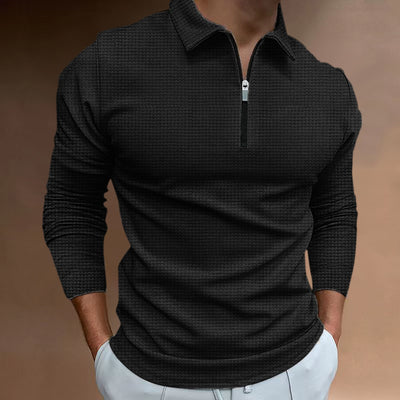 Armando - Herren T-Shirt mit modernem Reißverschluss und langen Ärmeln