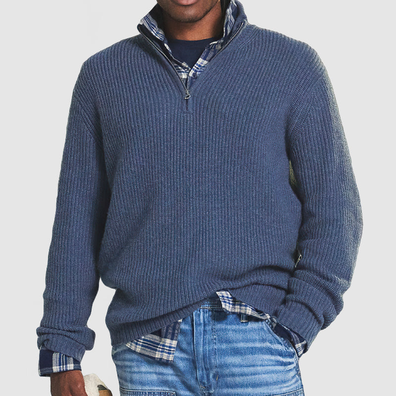 Frans - Herren Kaschmir Pullover mit Reißverschluss für Business Casual